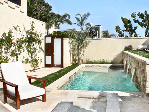 Antique Stone Pool Coping Slabs Milled at 2.5" in Thickness Installed in a pool in Dana Point California